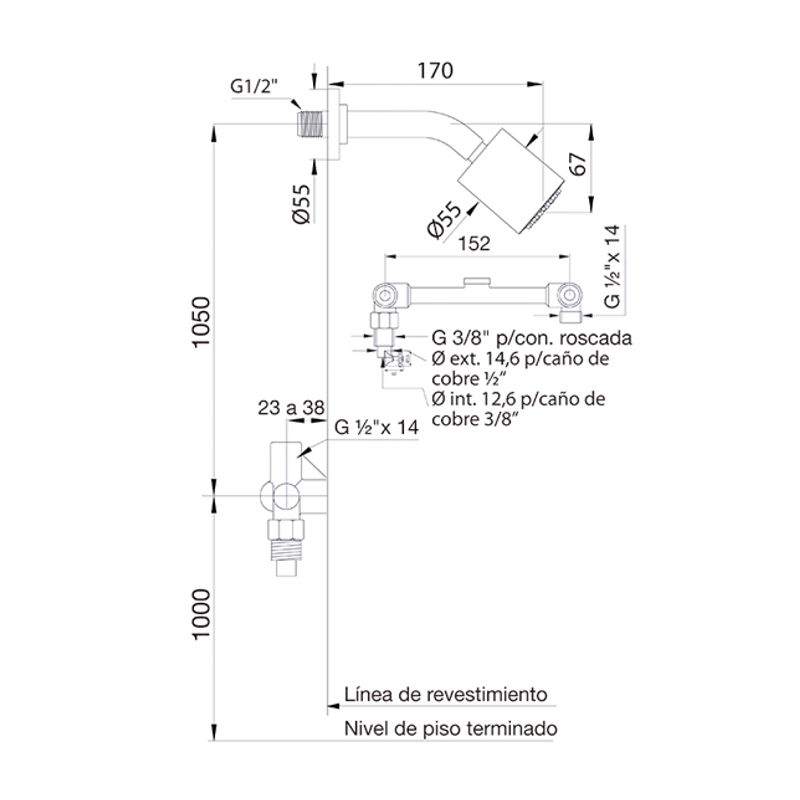 Griferia-Ducha-sin-transferencia-Newport-Plus-FV-0109-B2P