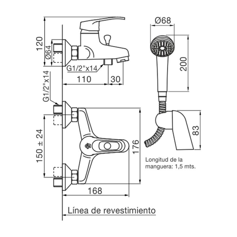 Griferia-Ducha-Monocomando-Arizona-FV-0310-B1