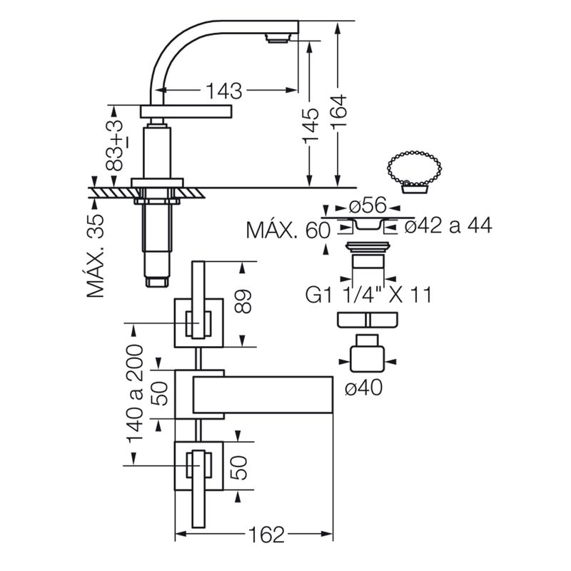 Griferia-Canilla-Lavatorio-Baño-Dominic-Lever-Fv-0207R-85L