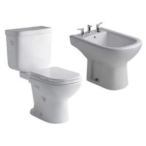 Juego Bari Ferrum 4 Piezas Inodoro Largo, Deposito, Bidet, Tapa Ferrum blanco HP HDF TKXM