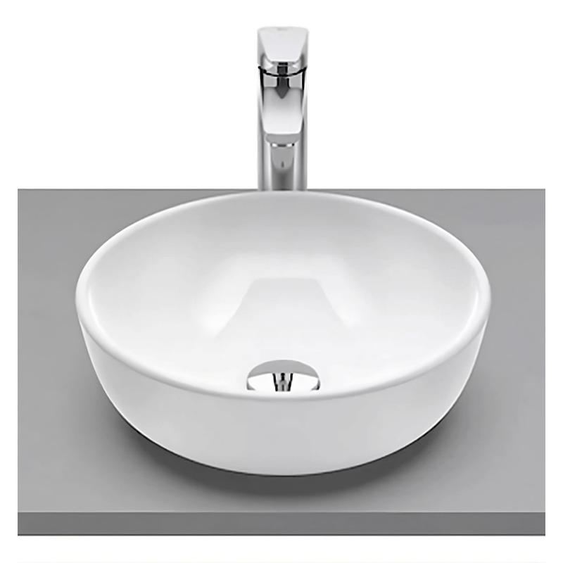Bacha-sobre-poner-Baño-Optica-Round-Roca-35cm-blanco-ambientada