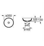Bacha-sobre-poner-Baño-Optica-Round-Roca-35cm-blanco-medidas